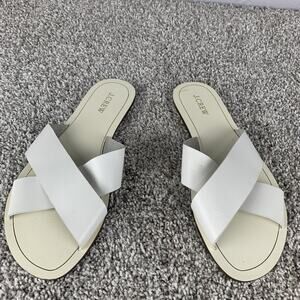 J Crew Shoes Womens Size 11 White Slide Sandals Criss Cross Slip On Flats Summer